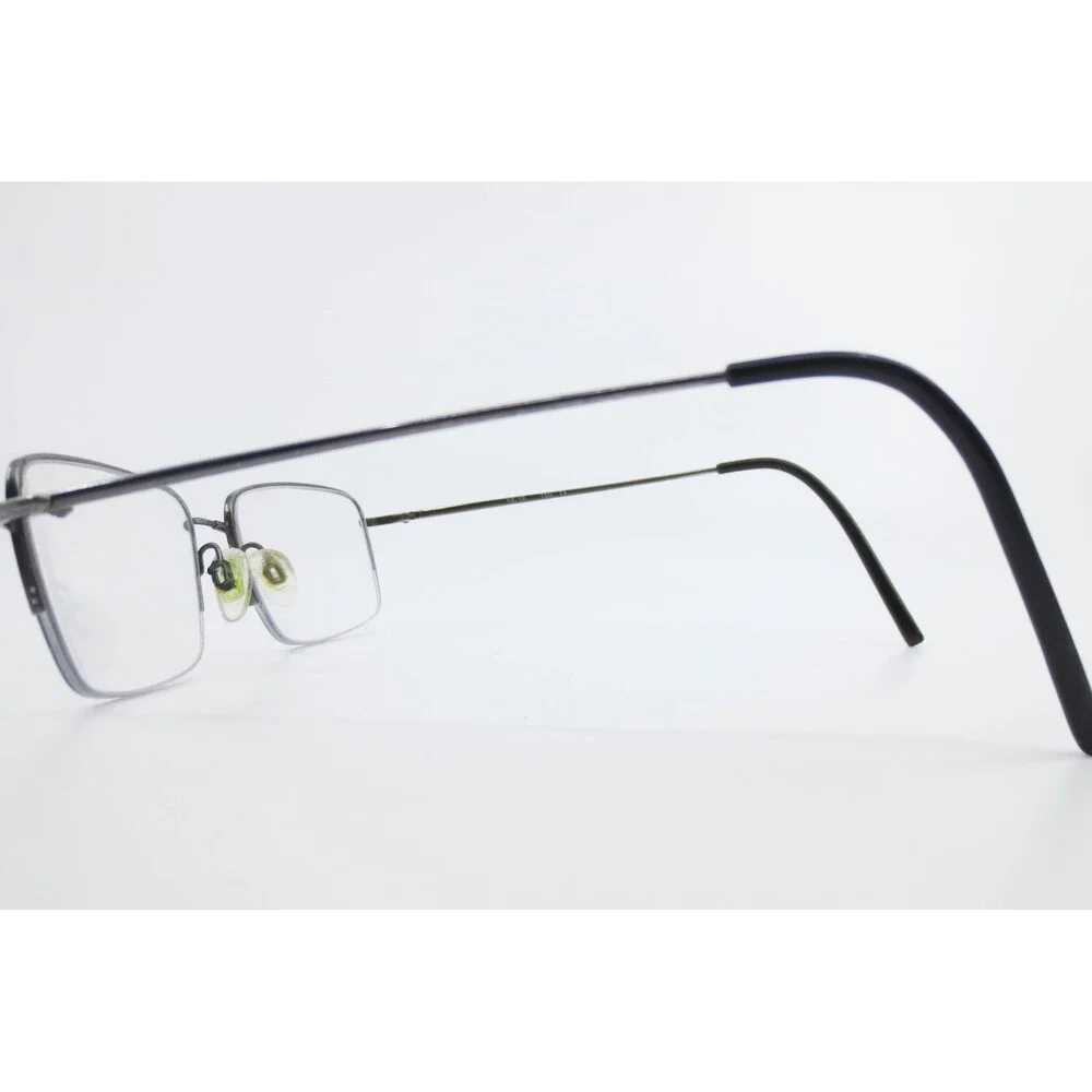 1751 033 Shiny Dark Pewter Rectangular Semi Rimless Eyeglasses Frames 58-18-150